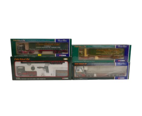 Four Corgi 1:50 scale Eddie Stobart Lorries, comprising a Scammel Crusader Tautliner, a Scammel Crusader 3 axle low loader, a
