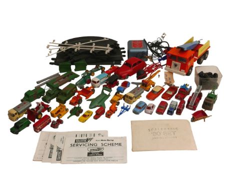 A collection of model vehicles, including a Gama tinplate faun service crane, Spot On, Dinky Thunderbird 2 &amp; 4, Scalextri