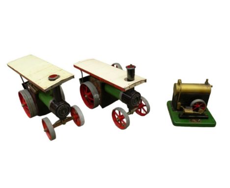 A collection of Meccano, model steam engines, and model plane engines, including an incomplete Meccano Outfit no. , a Meccano