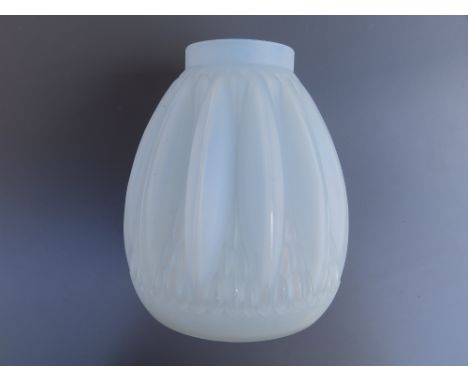 A French art deco opalescent white glass vase, of stylised flowerhead form,  8.5" high.