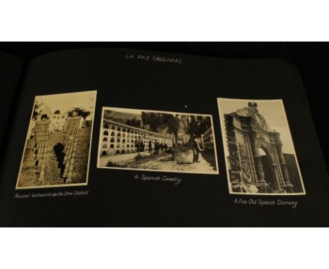 Two photograph albums containing approx two hundred eighty eight photographs of a South American tour in 1932
Album to includ