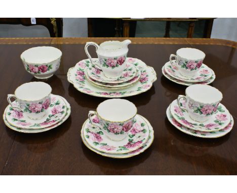 A Crown Staffordshire part tea service, 'Irish Rose' pattern, marked F15938