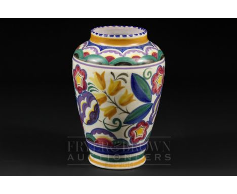 A Poole Pottery vase of baluster form, YW pattern, decorated by Ruth Pavely, 1922-65, 18.5cm high