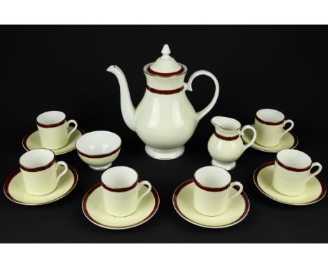 A Royal Grafton fine bone china part coffee set, 'Summer Wine', comprising coffee pot &amp; lid, milk jug, sugar bowl, six co