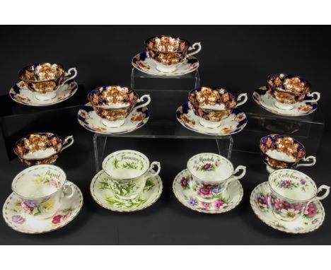 Seven Royal Albert cups, 'Heirloom' pattern cups; five Royal Standard saucers, similar; and four Royal Albert 'Flower of the 