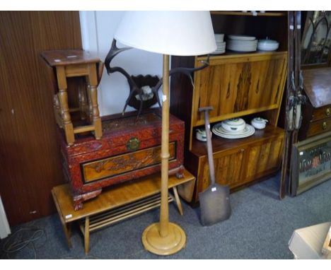 Ercol light elm floor standing lamp with shade