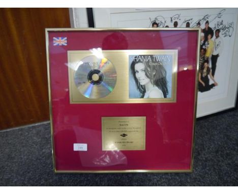 Shania Twain, Come on Over, presentation compact disc, to recognise sales in the United Kingdom of more than 100,000 copies, 