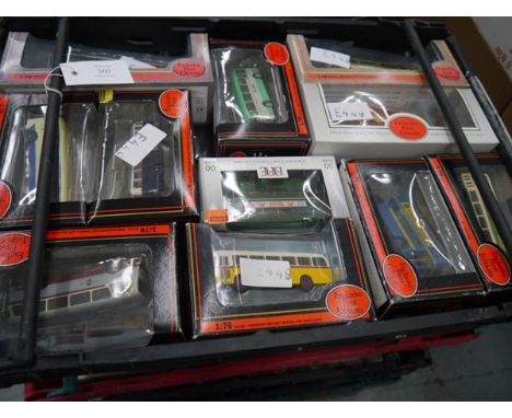 Crate containing a collection of model vehicles, buses and coaches, exclusive first editions