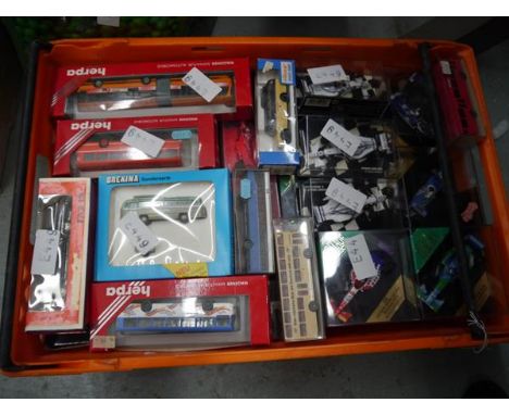 Crate containing a collection of boxed model vehicles including The Brekina Sonderserie, The Herper Wagner miniature automobi