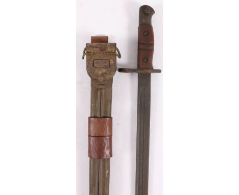 United States of America USA M1917 sword bayonet having fullered blade with ricasso stamped US 1913 7 17 (July 1917) and wood