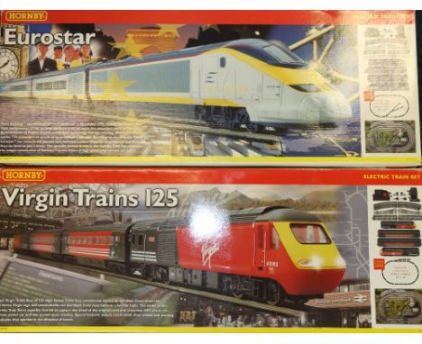 Hornby OO gauge model railways electric train sets R1013 Eurostar and R1023 Virgin Trains 125 both boxed