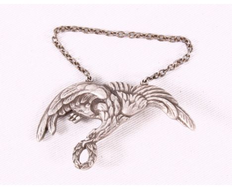 WWII Polish Pilot's insignia. Screw backing lug. Marked Gaunt of london with original chain