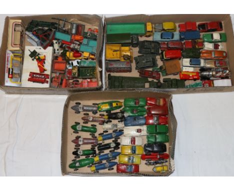 Approximately 75 Dinky, Corgi and other playworn model vehicles to include Dinky Toys 660 tank transporter Leyland Octopus lo