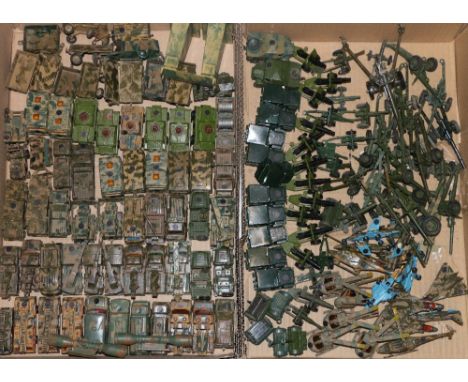 Approximately 139 Dinky, Corgi, Matchbox, Lone Star and other playworn military model vehicles