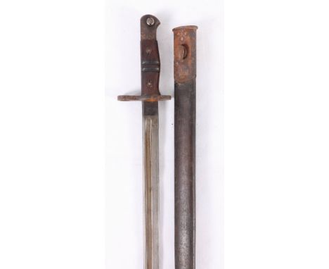 British 1913 pattern P13 sword bayonet having fullered blade with ricasso stamped REMINGTON 1913 6 17 (June 1917) and wood gr