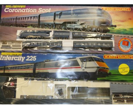 Hornby OO gauge model railways electric train sets R836 Coronation Scot and R696 Intercity 225 both boxed (2)