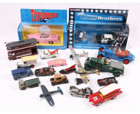 Corgi Toys CC06001 Blues Mobile with Jake & Elwood from the Blues Brothers, CC00601 Thunderbirds FAB1, both boxed, Triang Sca