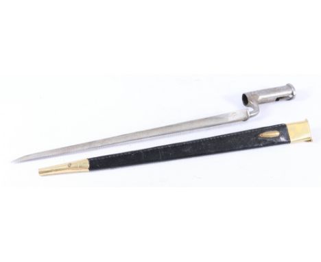 British socket bayonet and scabbard, blade length 42cm, bayonet length 64cm