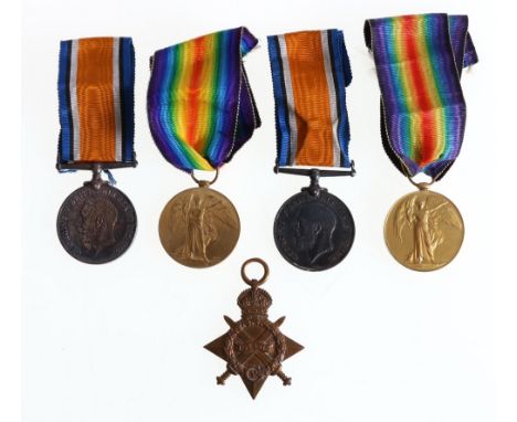 WWI family medal group to include trio to M2-050685 PTE J TURNBULL ASC (Army Service Corps) and pair to 307669 PTE W TURNBULL