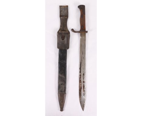 German Seitengewehr S98/05 bayonet having leaf shaped fullered blade with ricasso marked for Erfurt, blade edge W15 and hatch