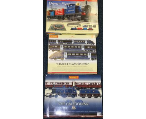 Hornby OO gauge model railways electric train sets R1121 Devon Flyer, R2821X train pack Hitachi Class 395 Emu and R2610 train