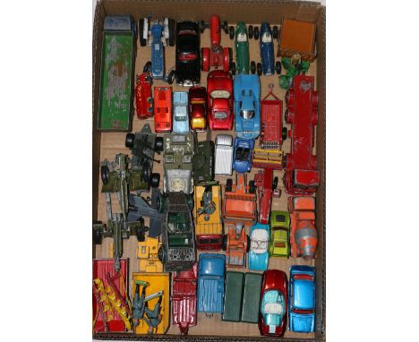 Over 30 Dinky, Corgi and other playworn model vehicles to include Dinky Toys 233 Cooper-Bristol racing cars, Supertoys Foden 