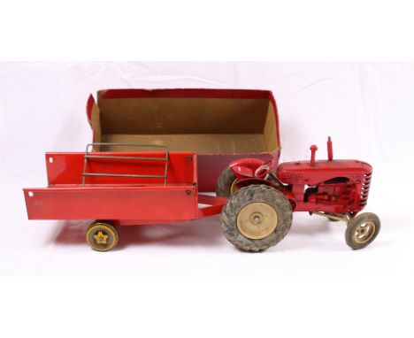 Lesney "major scale" Massey-Harris tractor 745D also a tinplate tipper wagon