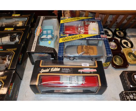 A boxed Cadillac Eldorado Biarritz Maisto special edition; a boxed Chevrolet Bel Air (1957ERTL); a boxed Revell Thunderbird; 