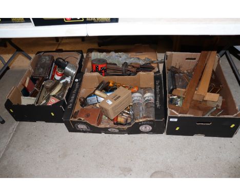 Four boxes of miscellaneous tools and drawing instruments etc.
