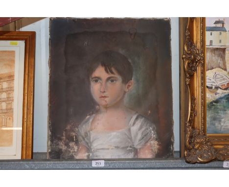 19th Century school, portrait study unframed oil AF