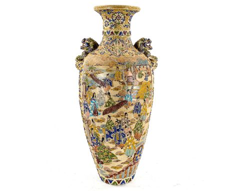 A large Chinese enamel decorated ceramic vase, height 63cm (A/F) 