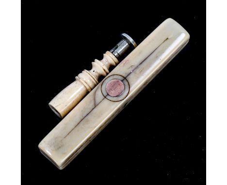 A Georgian ivory toothpick case, length 8cm, and a Victorian ivory-handled pocket seal (2) 