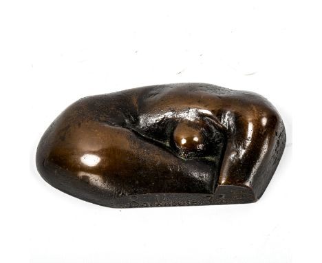 DAVID BACKHOUSE - a patinated bronze modernist figure, signed and dated '77, no. 137/300, length 14cm 
