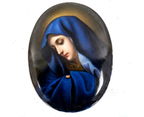 KPM porcelain plaque with painted portrait, impressed marks on reverse, 23cm x 17cm 