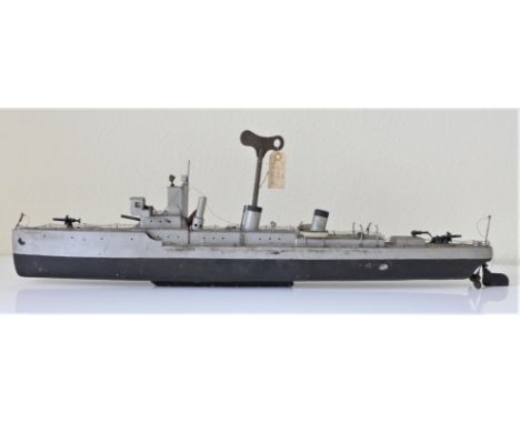 A clockwork model of HMS Valiant, a Royal Navy destroyer warship. 85cm from bow to stern. a/f 