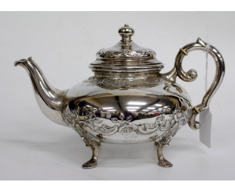 A DANISH WHITE METAL BACHELOR'S TEAPOT marked A. Dragsted, possibly silver 16cm high 