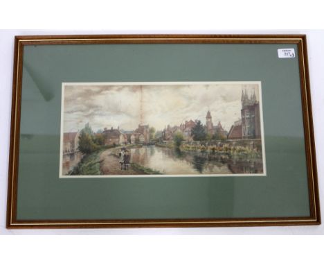 A W. DAVY A Victorian watercolour of a river landscape dated 1894, signed lower left corner and two David Wallis limited edit