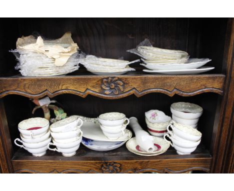 PART PARAGON PORCELAIN TEA SERVICE, a Coalport bullfinch and a pottery beer pump handle decorated with hunting scene