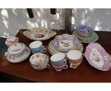 A SPODE FELSPAR PORCELAIN DISH from a dessert service together with three further 19th Century English porcelain dessert dish