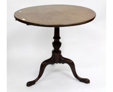 A GEORGE III MAHOGANY TILT TOP TABLE on tripod base, 81cm wide