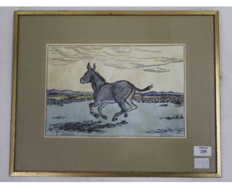 A SELECTION OF ANTIQUARIAN ETCHINGS AND ENGRAVINGS mostly of donkeys and hunting dogs, a Randolph Caldecott print, a Jack Yea
