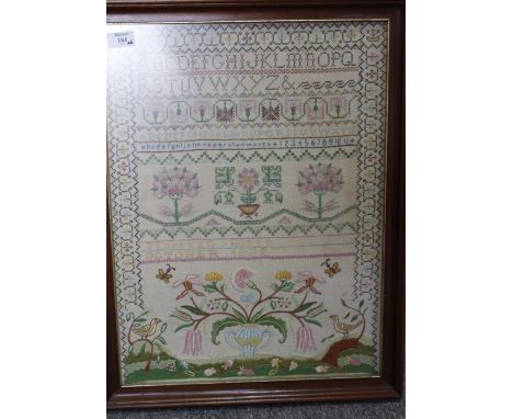 A SELECTION OF 19TH AND 20TH CENTURY COMMEMORATIVE SAMPLERS including In Memory of Our Beloved Queen Victoria, an alphabet sa