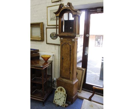 AN ANTIQUE POSSIBLY CHESTNUT LONGCASE CLOCK with a later painted dial, overall 205cm in height 