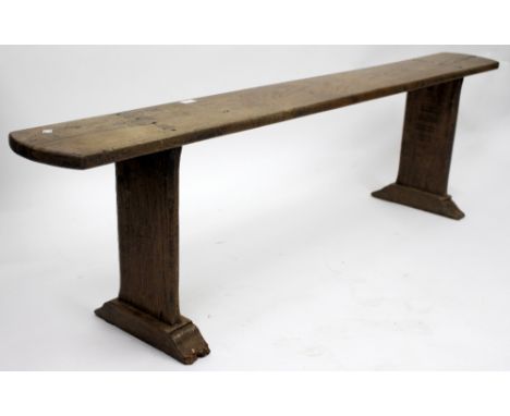 A LIGHT OAK COUNTRY STYLE BENCH, 48cm high x 180cm wide 