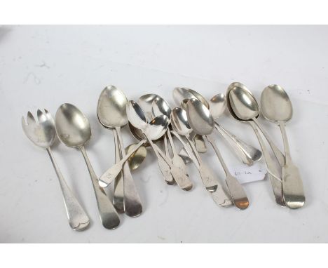 Set of six Victorian silver teaspoons, London 1850, maker Chawner &amp; Co. (George William Adams), the fiddle pattern handle