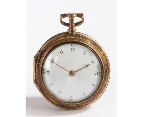 Markwick Markham pair cased pocket watch, circa 1750, with gilt case, the white enamel dial with Arabic numerals and outer mi