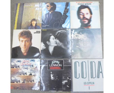 Led Zeppelin LP records, CODA, The soundtrack from the film The Song Remains The Same, two Led Zeppelin II, Beatles solo LP's
