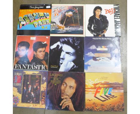 A collection of LP records Sky (9), George Michael, Michael Jackson, Bruce Springsteen, Wham, Wings and Paul McCartney 