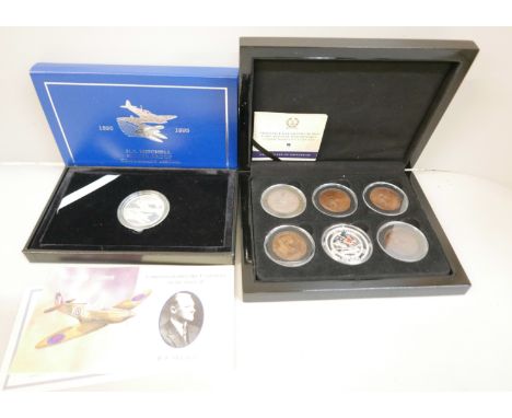 A silver proof Centenary medal, commemorating the centenary of the birth of R J Mitchell, designed of the Spitfire, with cert
