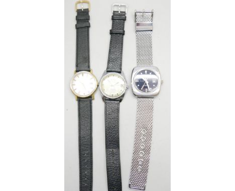 A Sicura Collins manual wind water resistant 17 jewels wristwatch with metal strap, together with two Precimax Gentleman's wr